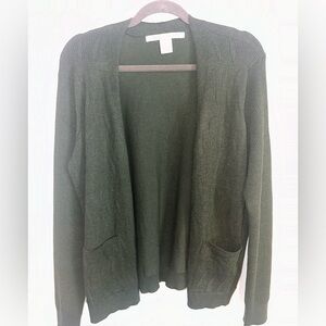Max Studio Dark Green Cardigan Large